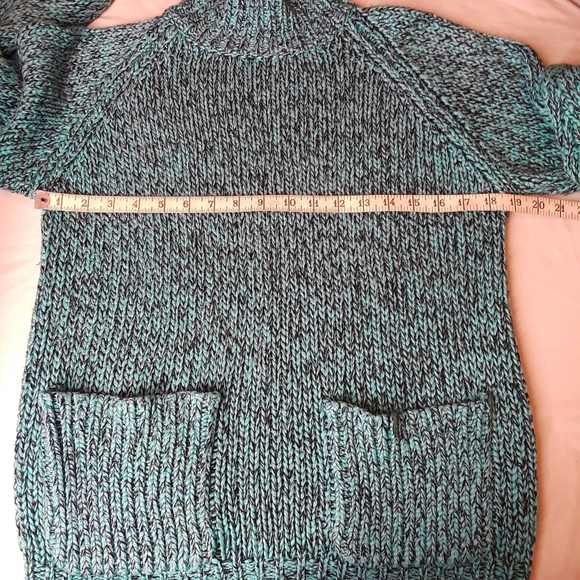 VINTAGE REFERENCE POINT by Dray Teal Black Marled Print Knit Sweater Top Small - Picture 5 of 6